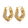 Wholesale Hypoallergenic Waterproof Gold Plated Stainless Steel Women Luxury Fashion Jewelry Zircon Diamonds Hoop Earrings