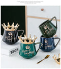 Nordic Style Gold Painted Ceramic Crown Mug Porcelain Coffee Mug With Lid