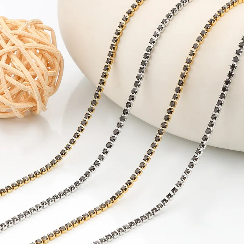 Fashionable DIY Accessory for Men Women Personalities Black Stainless Steel Drilled Claw Link Zircon Used for Necklace Bracelet