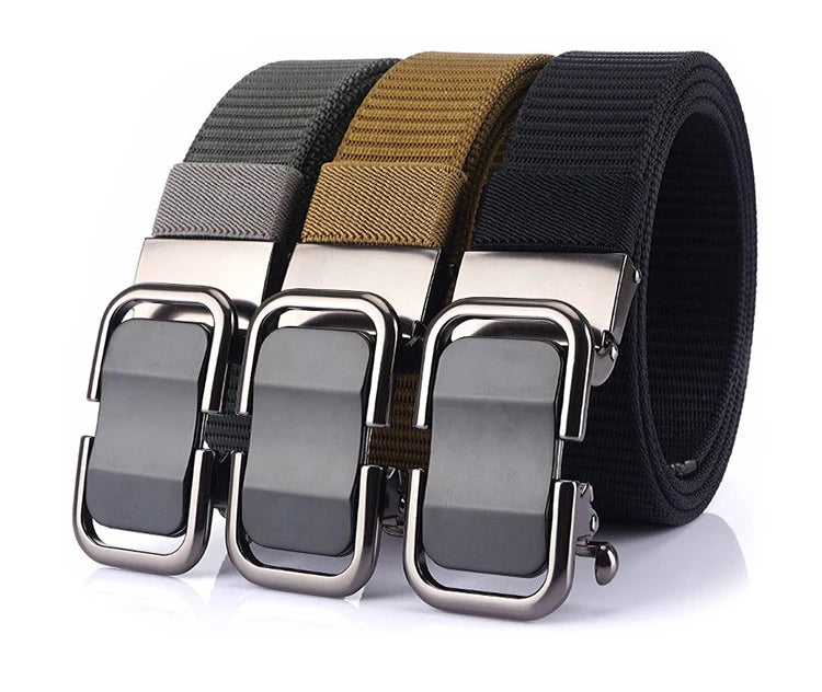 High Quality Mens Ratchet Belt 1.5inch Nylon Web Belts for Men with Automatic Slide Buckle Toothless Nylon Canvas Belts