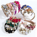Baroque Heavy Industry Diamond Pearl Headband Red Flower Wide Full Drill Decoration Wholesale Other Hair Styling Tools
