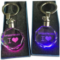 Hot Sale Creative I love Heart Custom Laser Crystal Led Key Holder with Keychain Accessories