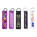 Custom Brand Logo Fashion Polyester Twill Custom Double Logo Design Fabric Cute Japan Custom Embroidery Keychain