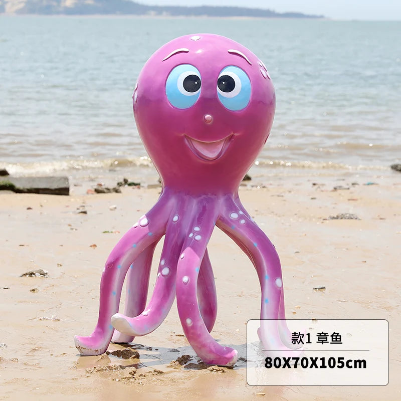 Resin Fiberglass Ocean Animal Sea Fishes Sculpture for Seaside Decor