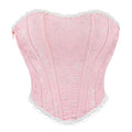 Crocheted Embroidery Flower Overbust Corset Trimming Bustier Top Side Zip Anti-Bacterial Eco-Friendly Padded Buttocks Shaper