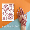 1 Sticker for Both Hands Waterproof Lasts 3-5 Days Water Transfer Temporary Fake Henna Tattoo Stickers for Girls
