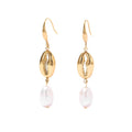 Retro Gold Plating Drop Earrings for Women Fashion Elegant Stainless Steel Pearl Earrings Jewelry Accessories Wholesale