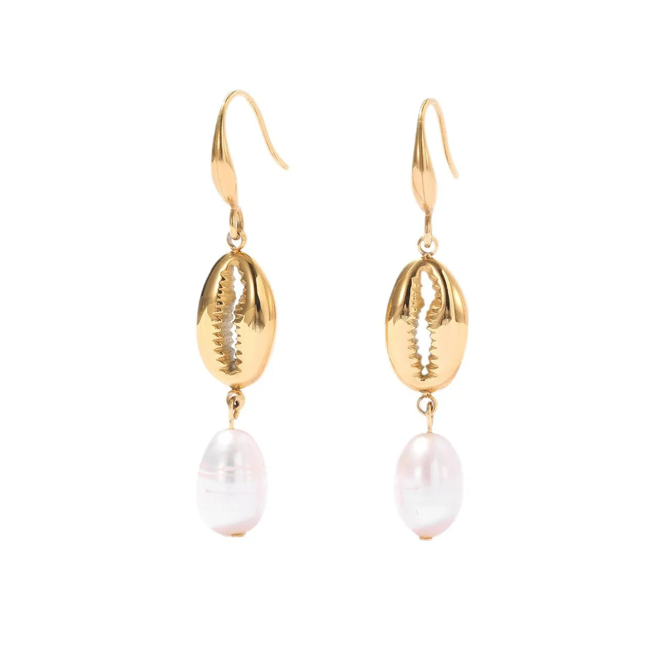 Retro Gold Plating Drop Earrings for Women Fashion Elegant Stainless Steel Pearl Earrings Jewelry Accessories Wholesale