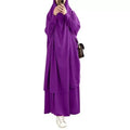 2023 High Quality Muslim Women 2 Piece for Abaya Free Swing Solid Color Polyester Parent-child Gown Mother Islamic Clothing