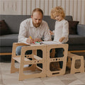 2-in-1 Solid Wood Toddler Tower Adjustable Height Foldable Kitchen Helper & Cooking Learning Step Stool for Bedroom & School