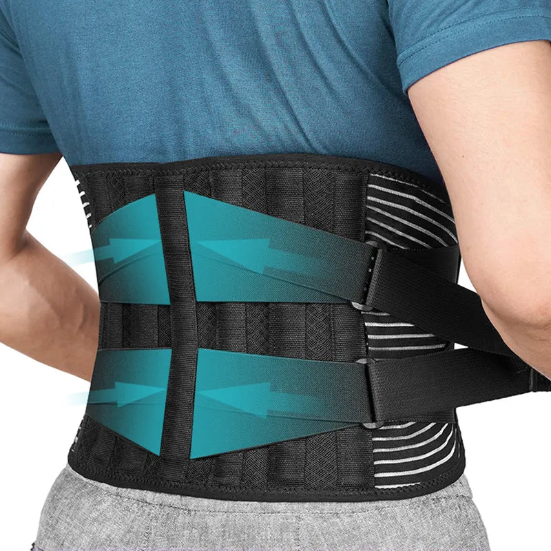 High Quality Elastic Flexible Lower Back Pain Relief Waist Decompression Traction Lumbar Support Belt Double Strap Spandex Nylon