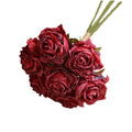 Wedding Dried Looking Silk Roses Bundle Artificial Rose Flowers Bouquet for Valentine's Day