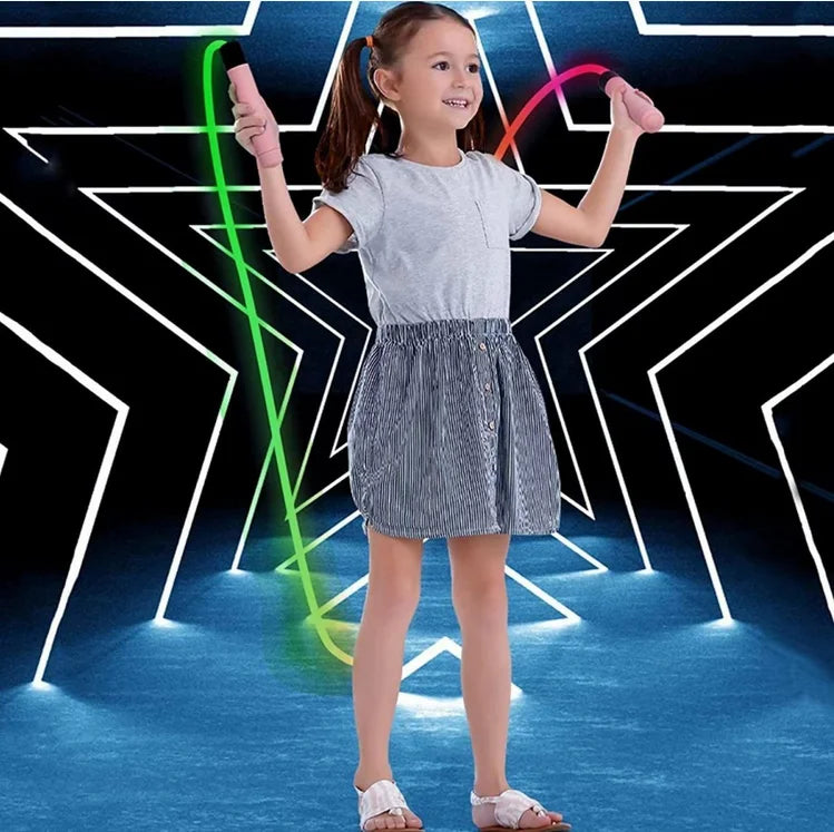 Rechargeable Fiber Optic Glowing Flashing Skipping Jump Ropes for Adults Fitness Exercise Skip Rope