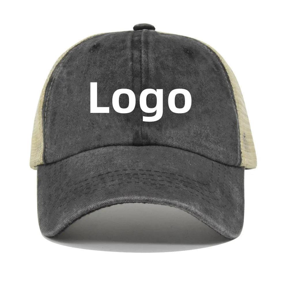 WoZhen Fashionable Climbing Plain Canvas Hat Custom Logo Mesh Trucker Cap for Outdoor Casual Travel Scenes