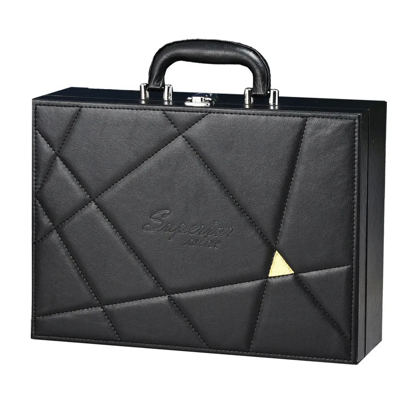 PU Boxes Custom Made Luxury Cardboard Classical Leather Packaging Wine Gift Box Small Leather Suitcase Box