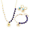 Hot Saling Fashion Gold Plated Jewelry Set for Women Stainless Steel Ring & Necklace & Earrings Jewelry Set