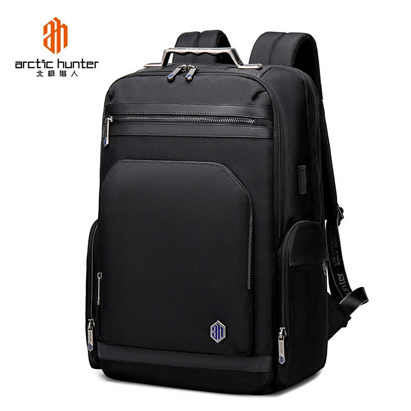 Arctic Hunter Men's Business Travel Laptop Backpack with USB Charging Anti-Theft Waterproof Microfiber Leather