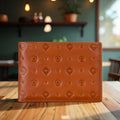Boshiho Leather Men Debossed Bifold Credit Card Holder RFID Wallet Slim Cowhide Leather Men's Wallet Ultra-Thin Large Capacity