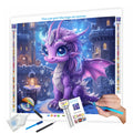 Wholesale Custom N-2241 Diamond Painting Canvas Purple Dinosaur 5D Diamond Painting Canvas Print Portrait Subject