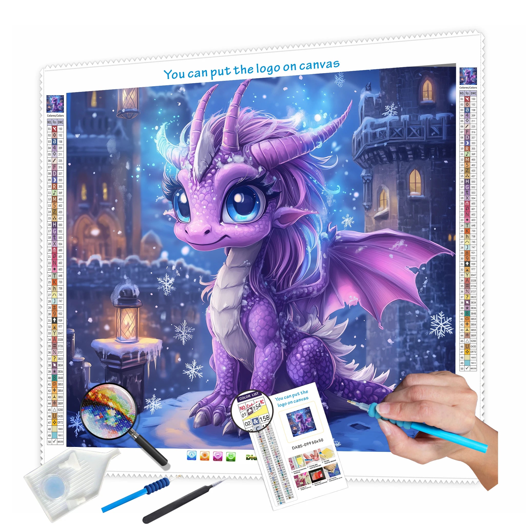 Wholesale Custom N-2241 Diamond Painting Canvas Purple Dinosaur 5D Diamond Painting Canvas Print Portrait Subject