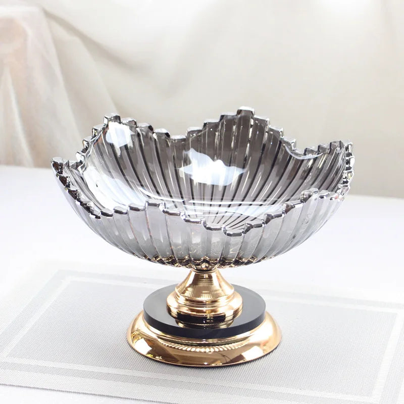 QIAN HU Large Crystal Glass Fruit Serving Tray Nordic Style European Design Modern Minimalist Living Room Coffee Table Dry