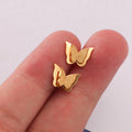 Wholesale 18K Real Gold Plated Double Layer butterfly Stainless Steel Stud Earrings for Women