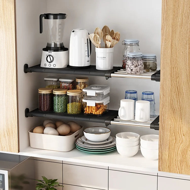 24/36/45CM Hot Sale High-end Plastic Wall Mounted Non-folding Eco-Friendly Home Kitchen Organizer Telescopic Board Storage Rack MegaBDM