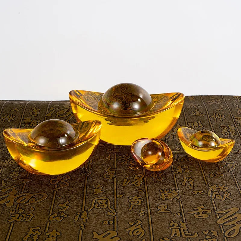 Crystal Glass Small Yuanbao Home and Office Desktop Treasure Bowl Decoration Accessories Crafts and Ornaments