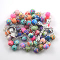 Colorful Rosary Necklace with Beautiful Polymer Clay Beads Saints Image Connectors for Men Women Kids Used in Church