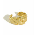 18k Gold Plated Croissant Braided Twisted Signet Chunky Dome Ring Stacking Band for Women Jewelry Minimalist Statement Ring