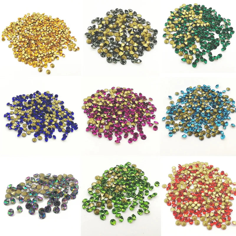 Wholesale DIY Nail Art Strass Rhinestones SS3-SS38 Pointback Crystal Non-Hotfix Rhinestones for Garment Decoration