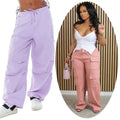 Womens Parachute Pants Y2K Urban Hip Hop Streetwear Vintage 80s 90s Clothes Hippie Clothing Baggy Trousers Cargo Pants