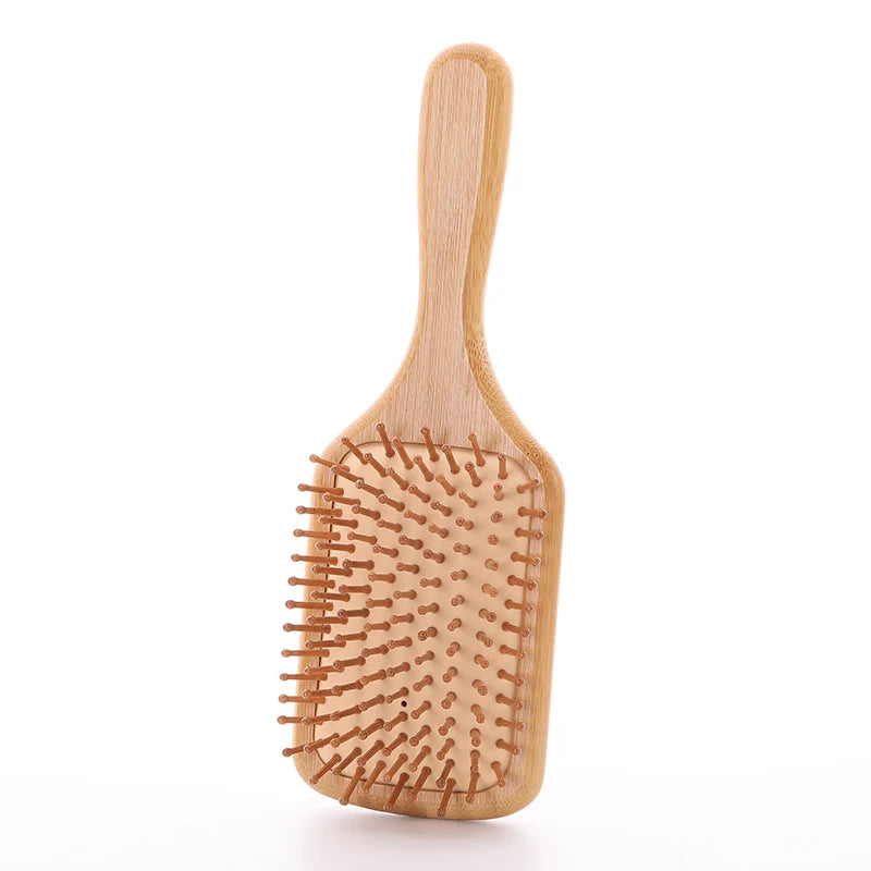 Eco-friendly Bamboo Hair Combs Anti-Static Handheld Laser Style Hair Brush with Paddle for All Hair Types