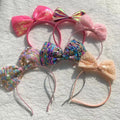 Fashion Cute Party Paillette Princess Big Bow Baby Girl Headband with Gradient Color for Children's Party Hair Accessories Stock