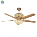 C010 52-Inch Ceiling Fan with Led Light Remote Control 5 Blades Metal Design for Remote Control Copper Ceiling Fan With Lighting