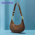 OEM Custom Purse Logo Private Label Luxury Pu Leather Women Half Moon Purses and Handbag Ladies  Hobo Shoulder Hand Bags