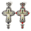 ZDGB-3 Alloy Antique Silver Plated Orthodox Church Priest's Pectoral Cross Necklace with Customizing Stone Colors