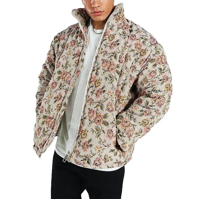 Good Quality Custom Coated Stand Collar Pattern Cartoon Winter Bomber Jacket Men Polyester Material Eco-Friendly Windproof Smart