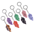 Natural Crystal Leaves Green Aventurine Stone Quartz Keychain Healing Crystal Leaf Charm Key Rings