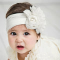 Soft Stretch Satin Rose Flower Baby Headband Newborn Knot Wide Nylon Headwraps Turban Girls Headwear Kids Photo Props