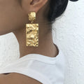 Irregular Vintage Big Drop Alloy Geometric Rectangle Earrings Punk Style Square Drop Dangle Earrings for Women