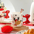 High Quality Large Funny Christmas Mug With Bowknot Handle Ceramic Reindeer Snowman Coffee Cup Gift Set for Christmas