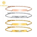Custom Engraved Children Baby Name Jewelry Gold Plated Stainless Steel Blank Bar Diy Kids Bracelet