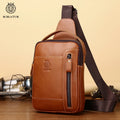 SCHLATUM Hi Quality Men's Fashionable Cowhide Crossbody Sling Chest Bag Genuine Leather with Carry Handle and Zipper Closure