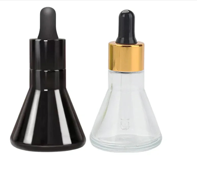 Factory Hot Selling 30ml 50ml ROUND  Black Glass Essential  Dropper  Bottles