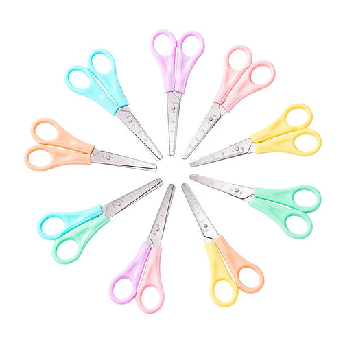 (650XY) Handmade Paper Scissors for Students Pink Purple Yellow Orange Blue Green Student Ruler for Cutting