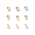 Korean Temperament Ear Studs 18K Gold Plated Rod Piercing Screw Ball Small Ear Studs Brass White Flower Ear Bone Stud for Women
