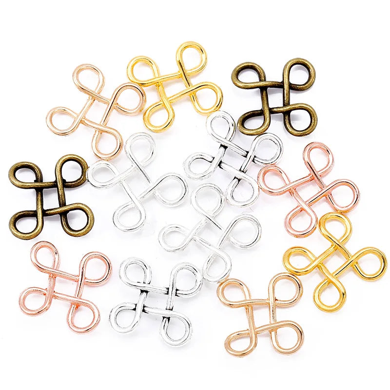 YuenZ 6color Alloy Chinese Knot Charms for Necklace Beads Pendants DIY Big Hole Bracelets Jewelry Accessories 17*17mm J449