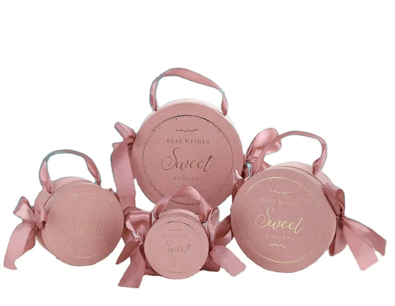 Hot Sale Luxury Velvet Suede Hat Boxes with Embossed Ribbon Deluxe Paper Gift Box for Valentine's Day and Mother's Day