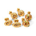 Stainless Steel 18K PVD Gold Plated Geometric Oval Crystal Colorful Diamond CZ Pearls Stud Earrings Waterproof for Girls